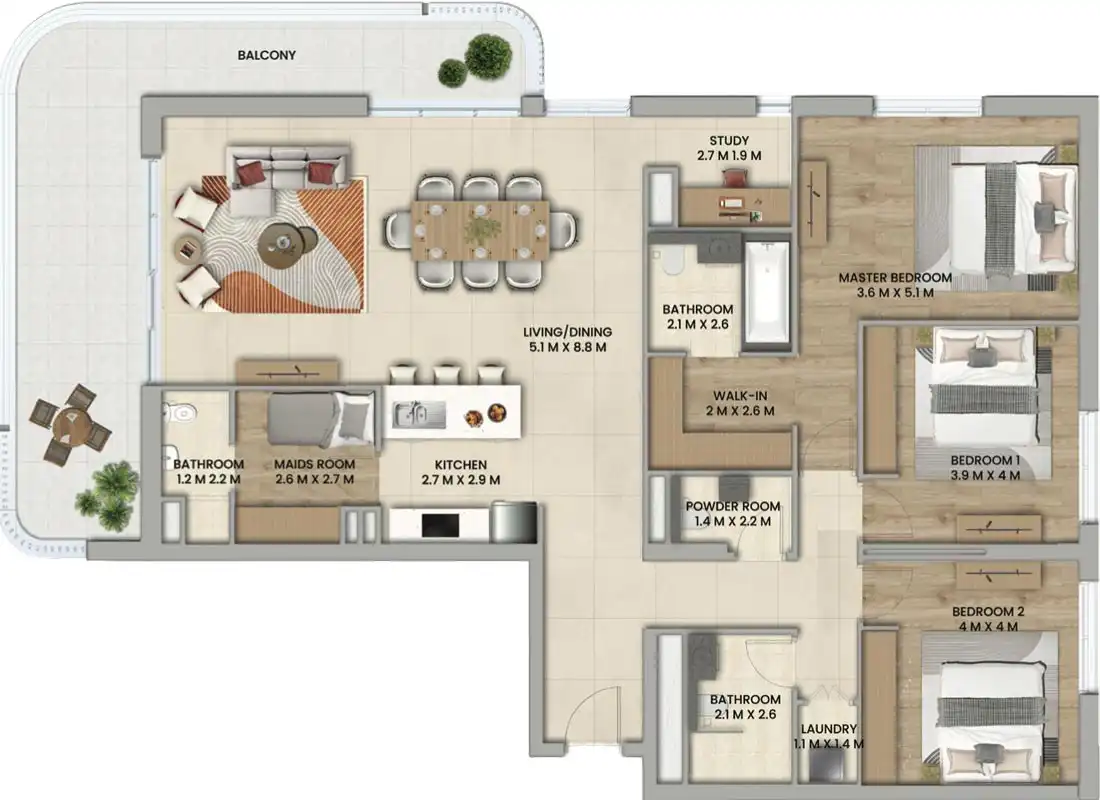 Floor Plans for Aldar Nouran Living in Abu Dhabi