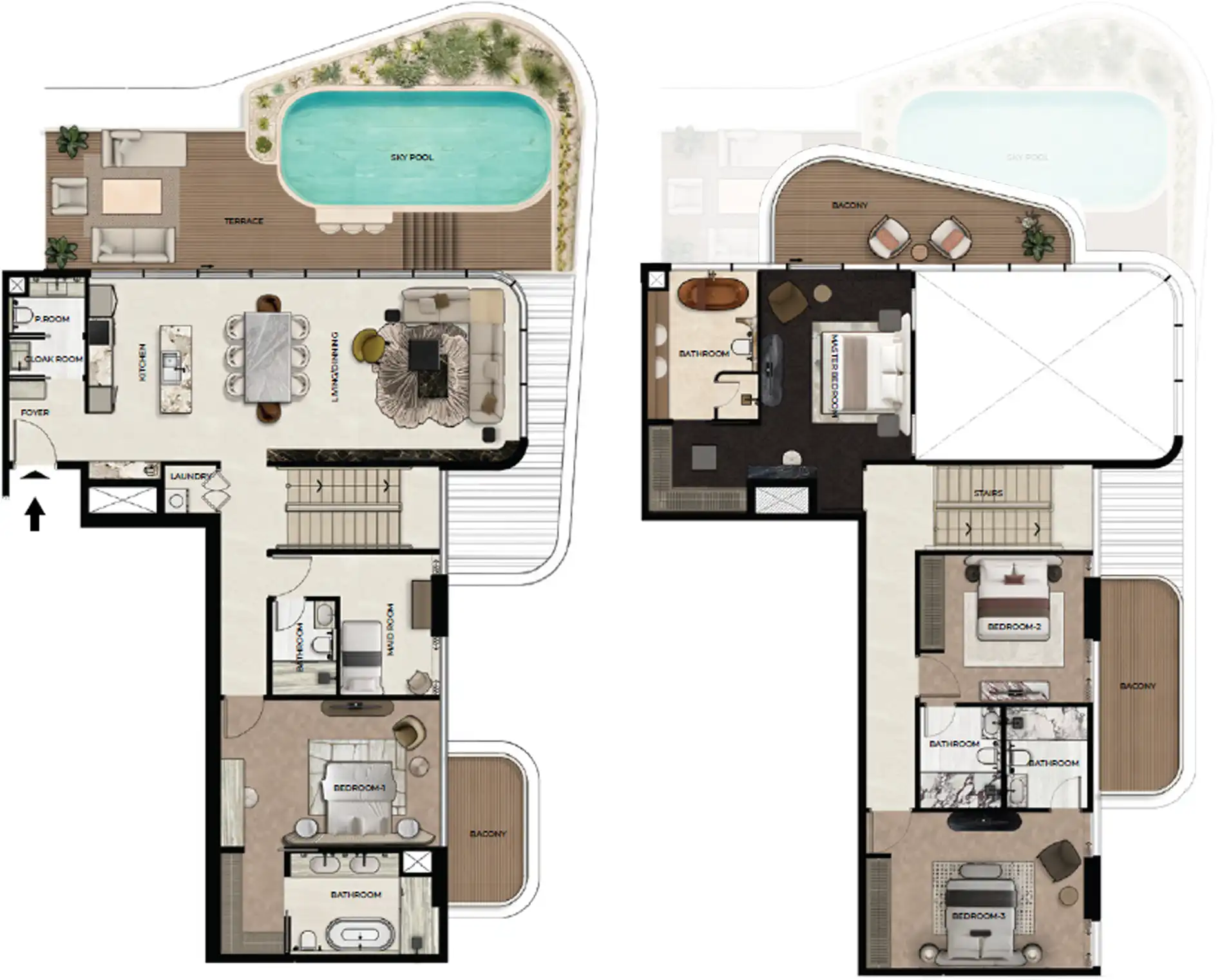 Floor Plans for Treppan Living Prive in Dubai