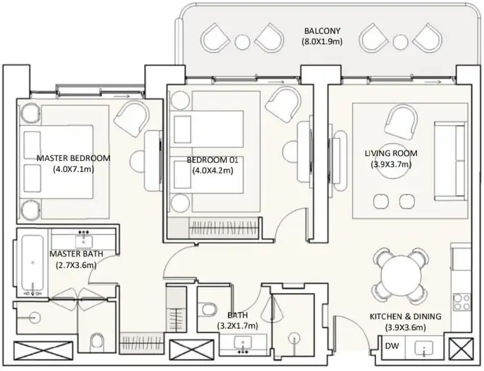 Floor Plans for The Bristol Residences by Eagle Hills in Abu Dhabi