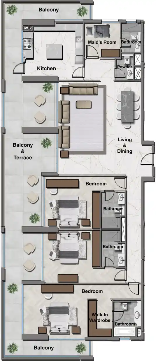 Floor Plans of Royal Regency Suites at Business Bay