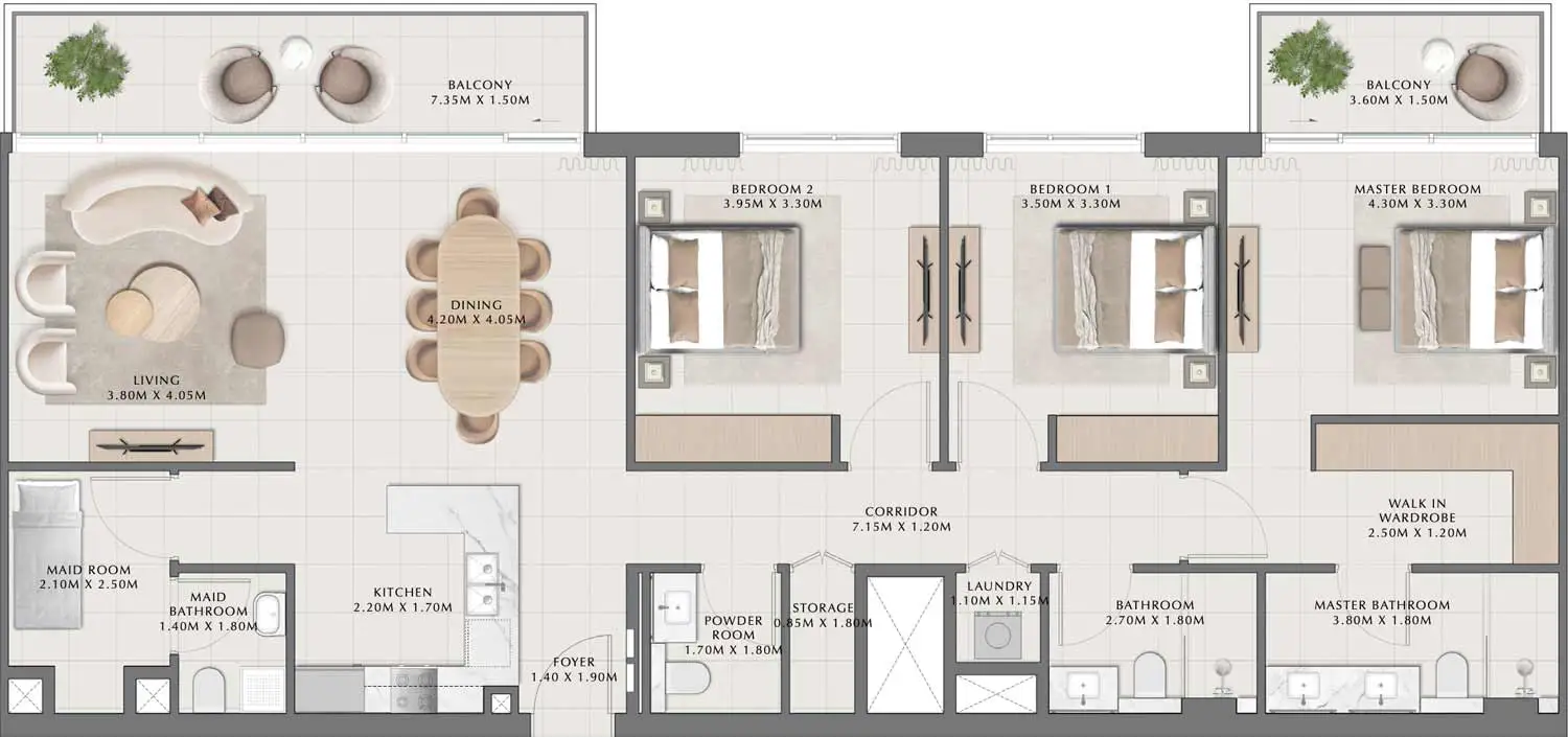 Floor Plans for Emaar Parkside Views in Dubai