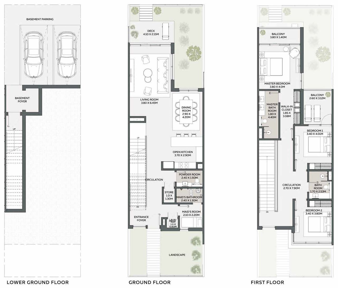 Floor Plans of Shamsa Townhouses Expo City Dubai