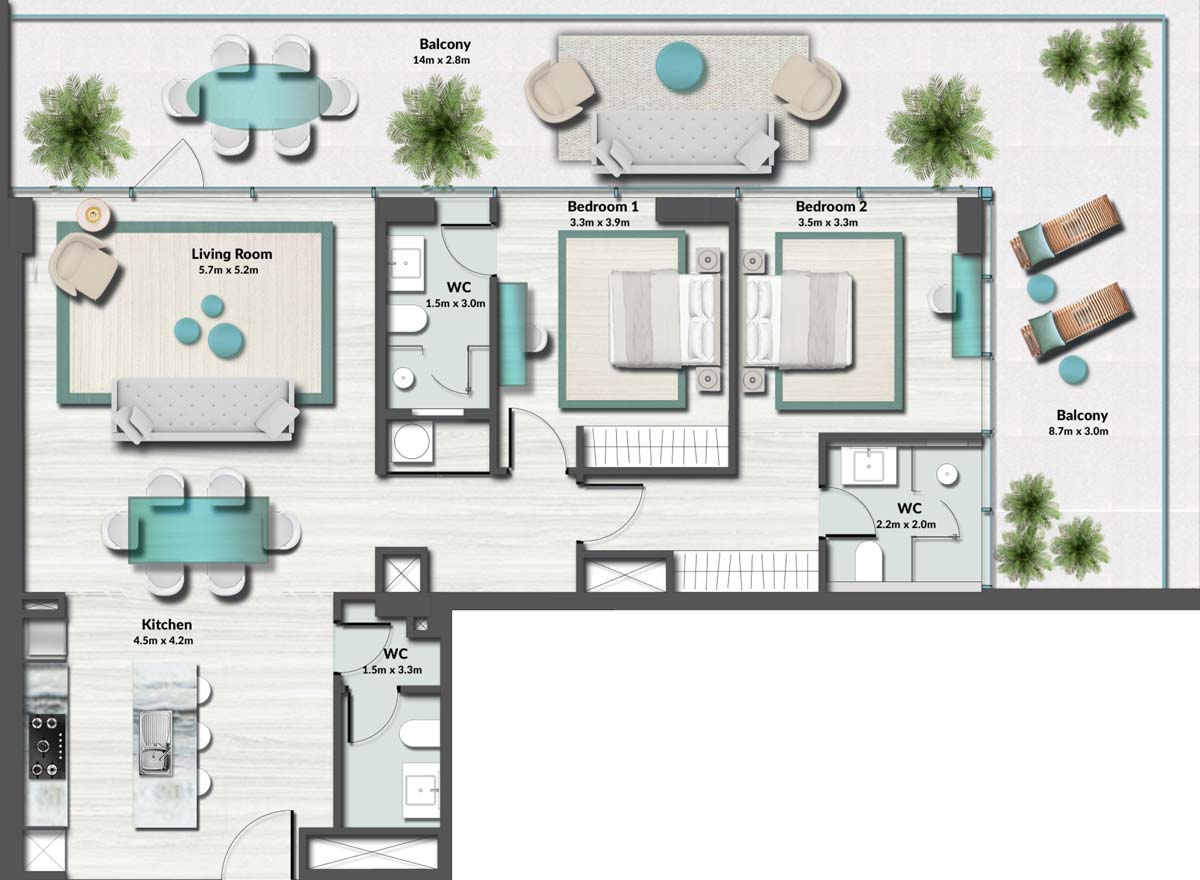 Floor Plans of MASA Residence Al Marjan Island