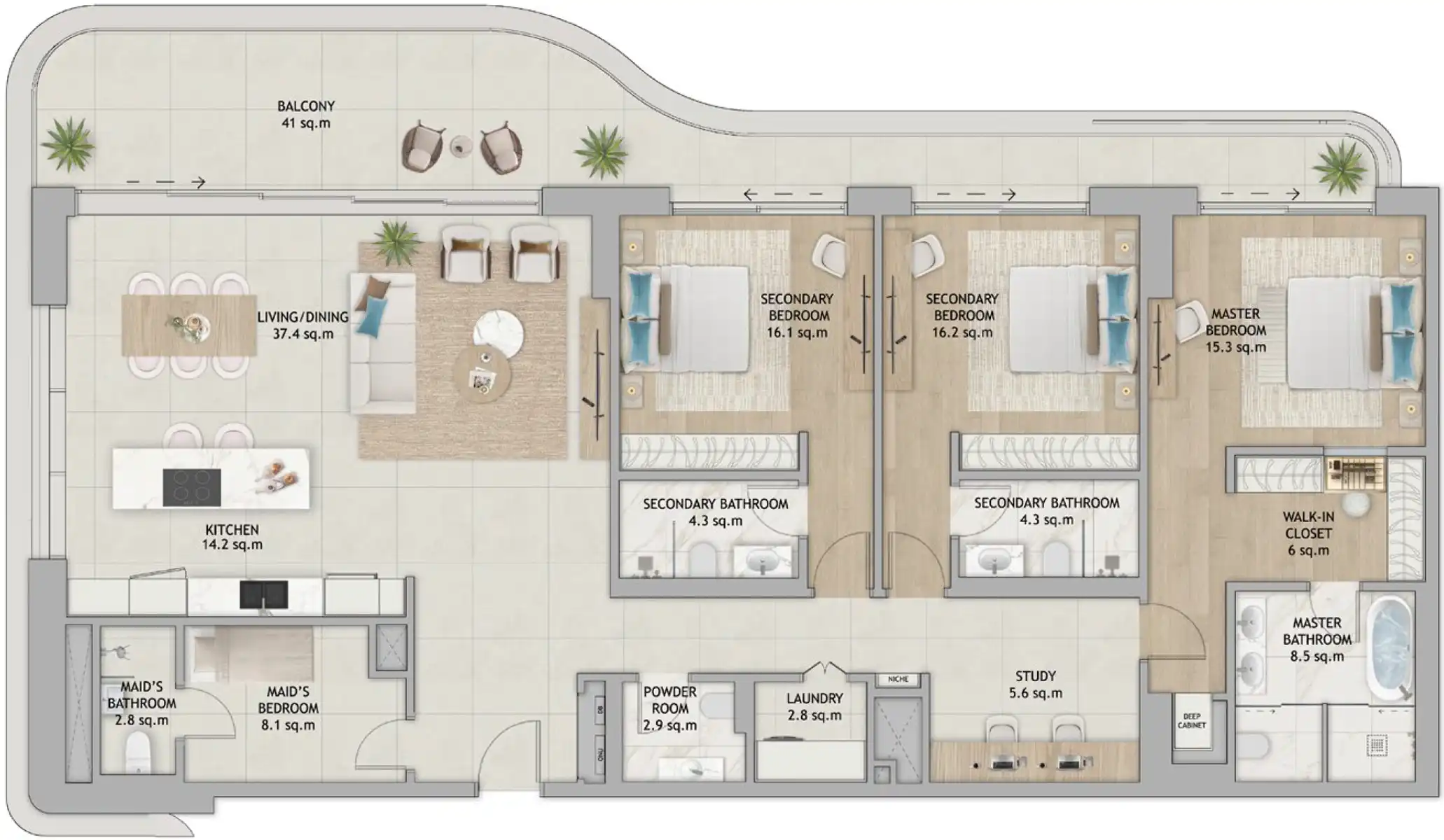 Floor Plans of Aldar Fahid Beach Terraces