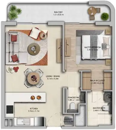 Floor Plans for Aldar Manarat Living 3 in Abu Dhabi