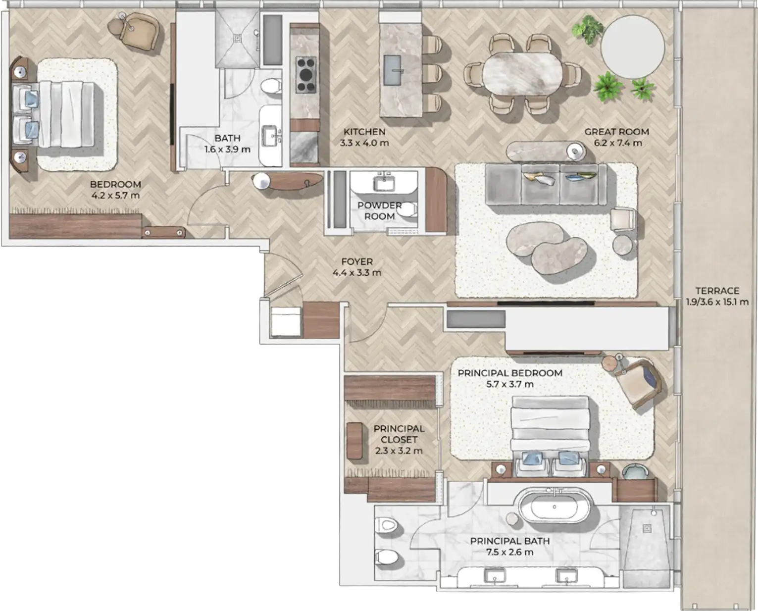 Floor Plans for Mr. C Residences Downtown Dubai in Dubai