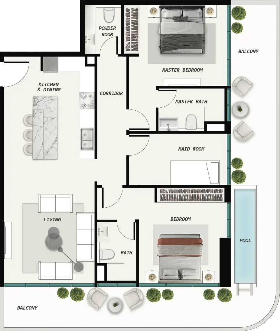 Floor Plans for Samana Ocean Pearl in Dubai