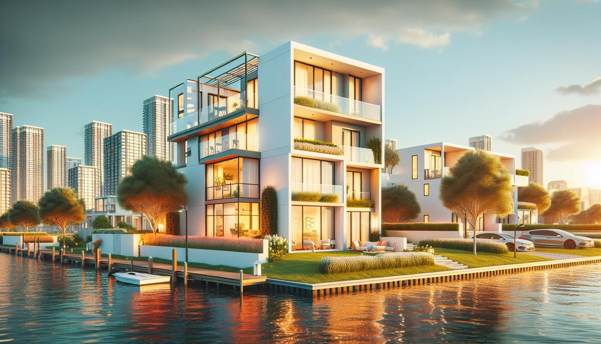 Как инвестировать в таунхаусы в Батуми Таунхаус у моря в Батуми — фасад и зелёная зона