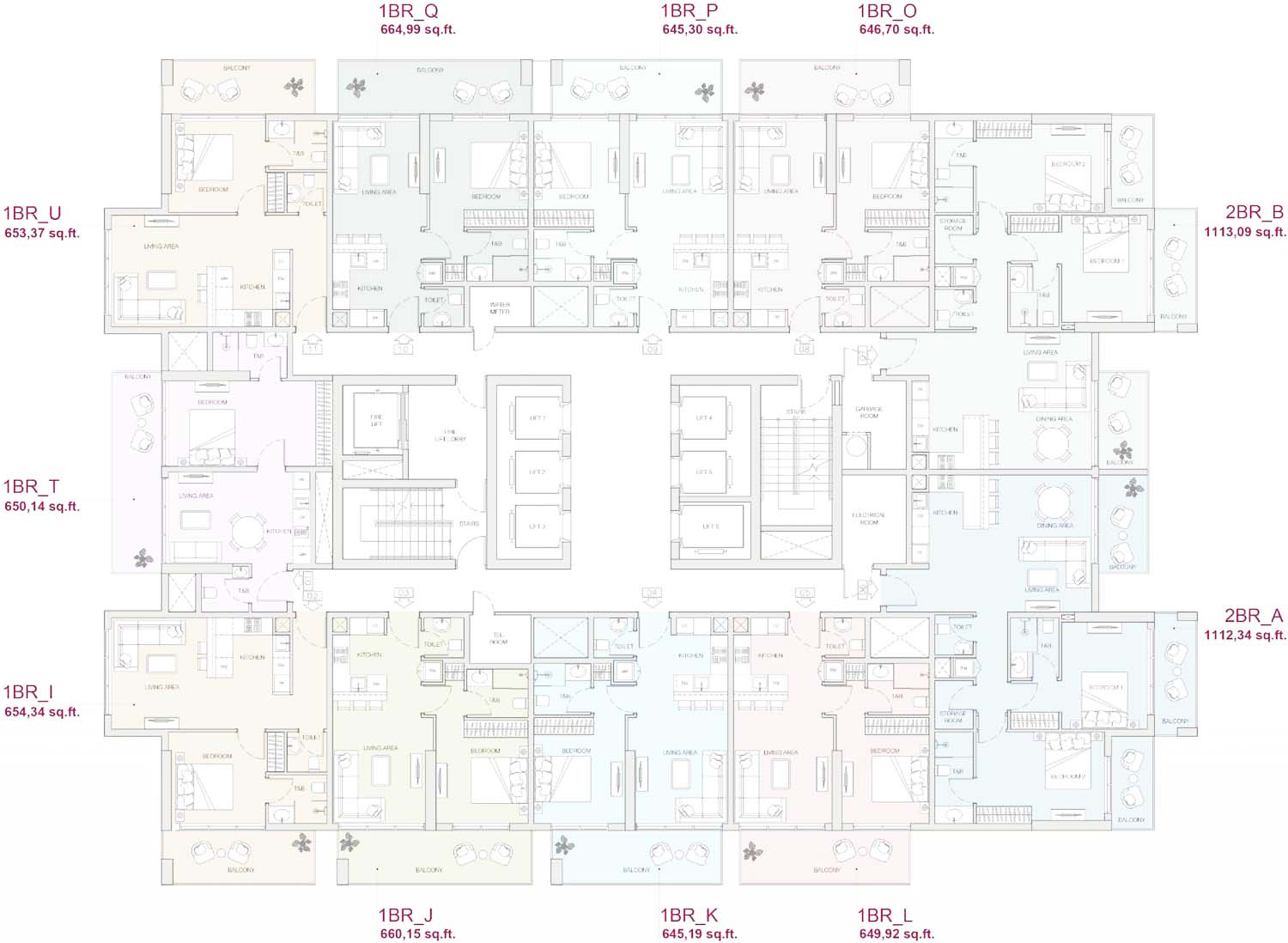 Floor Plans of Object1 The F1FTH Tower JVC