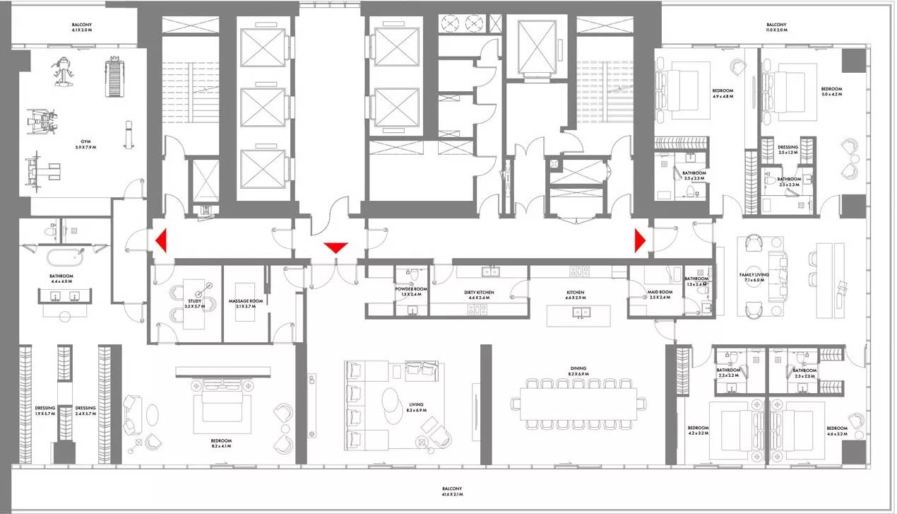 Планировки W Residences Dubai Harbour by Arada