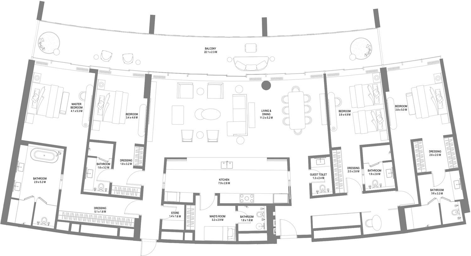 Floor Plans of Anantara Sharjah Residences by Arada