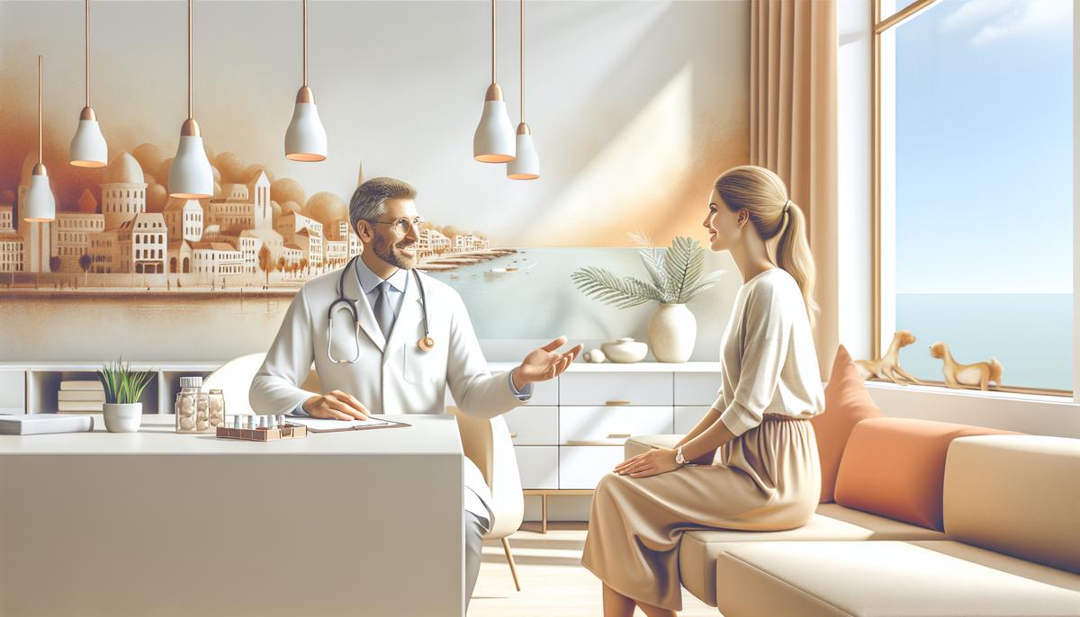 Медицина в Грузии: доступность и качество Пациент и врач в современной грузинской клинике, дружелюбная атмосфера