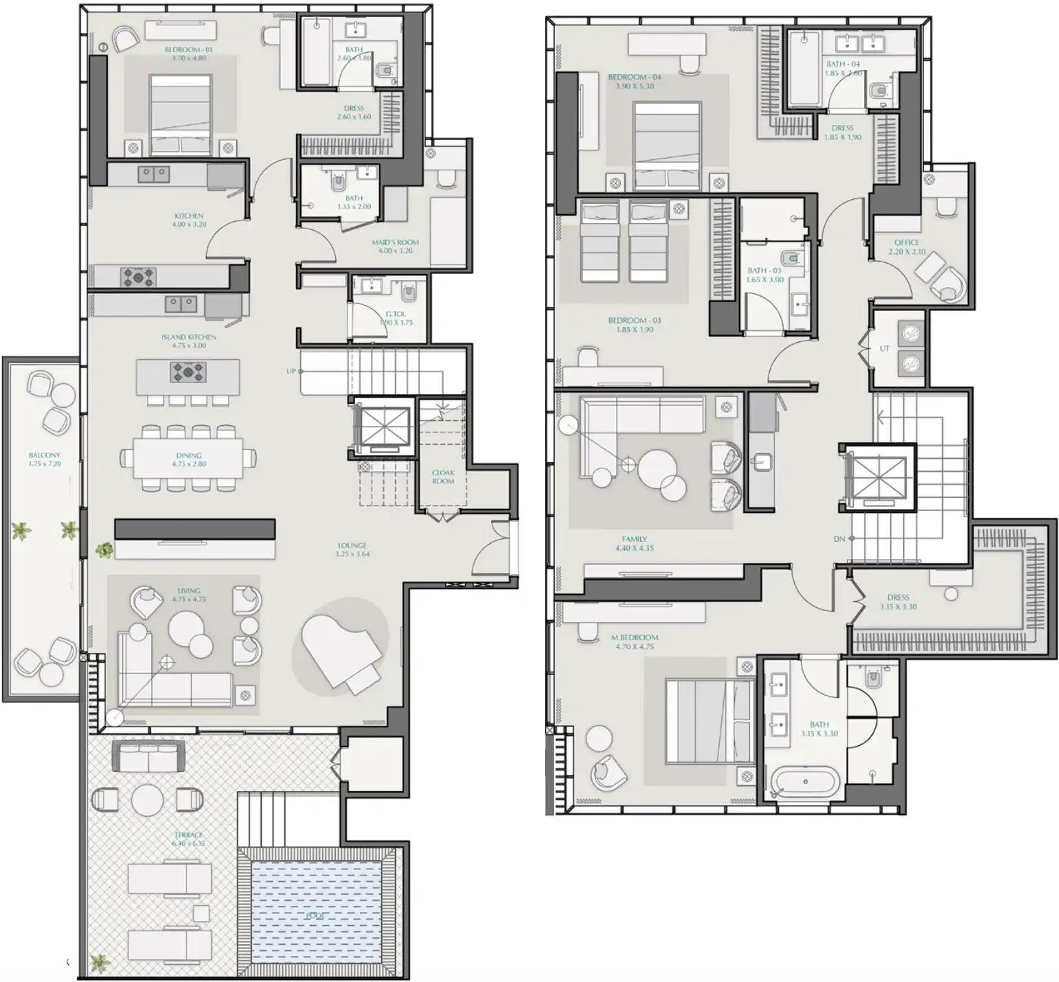 Floor Plans for Avenue Park Towers at Wasl 1 in Dubai