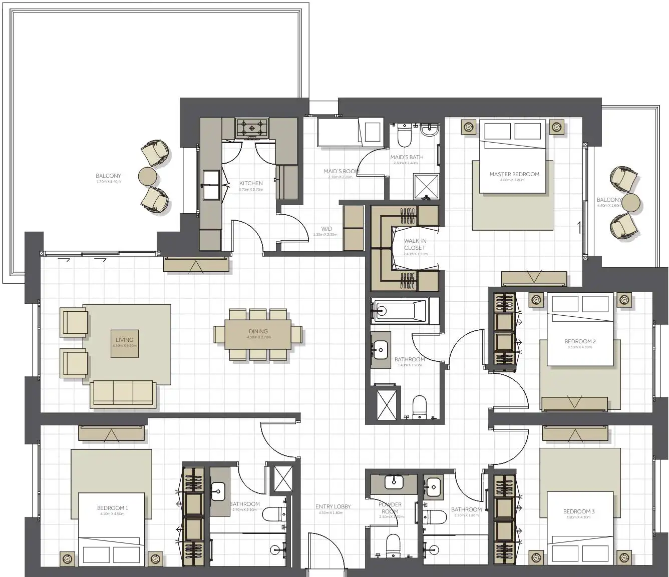 Floor Plans for Eagle Hills Topaz Residences in Sharjah