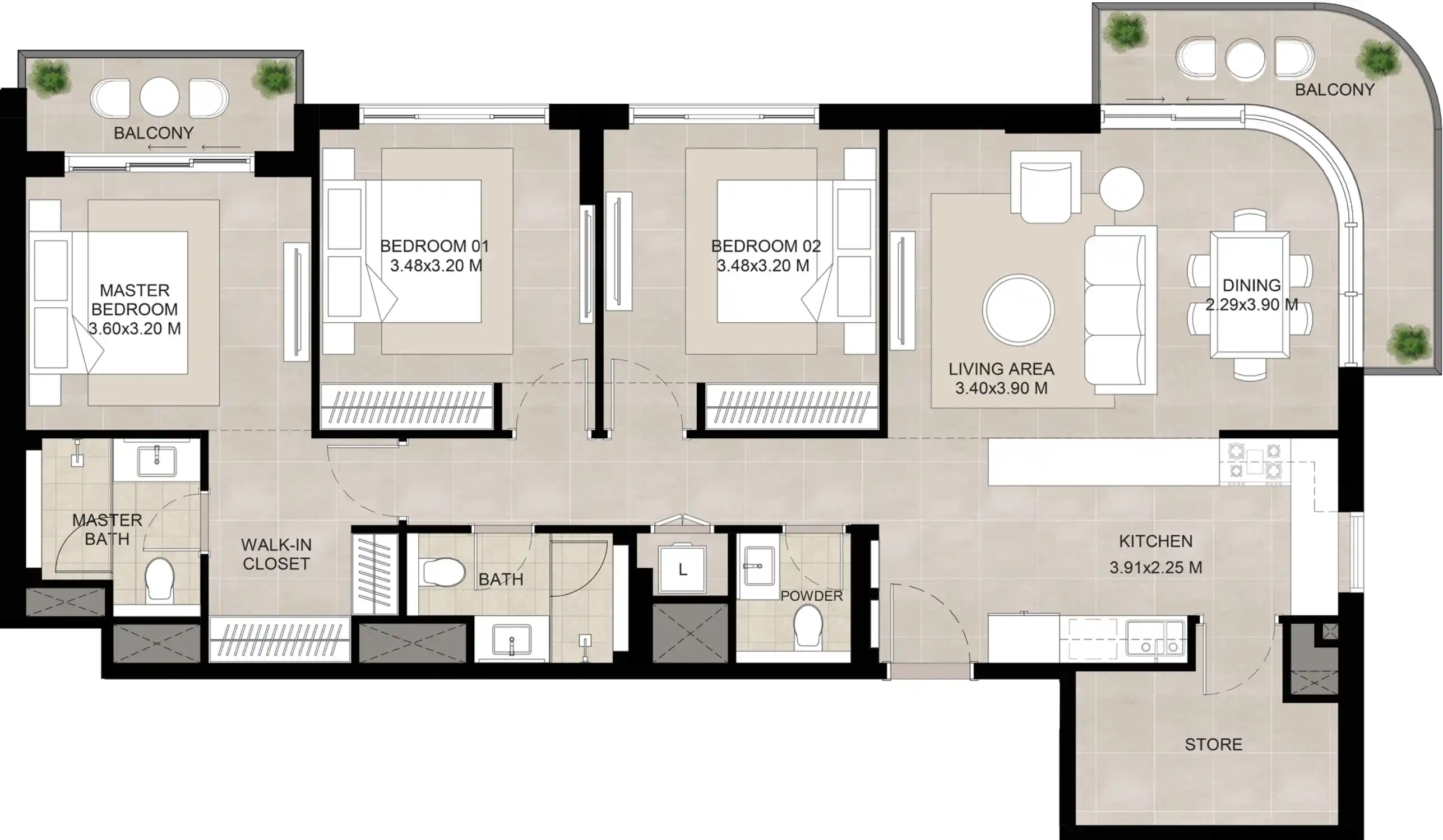 Floor Plans of NSHAMA The Baltimore at Town Square Dubai