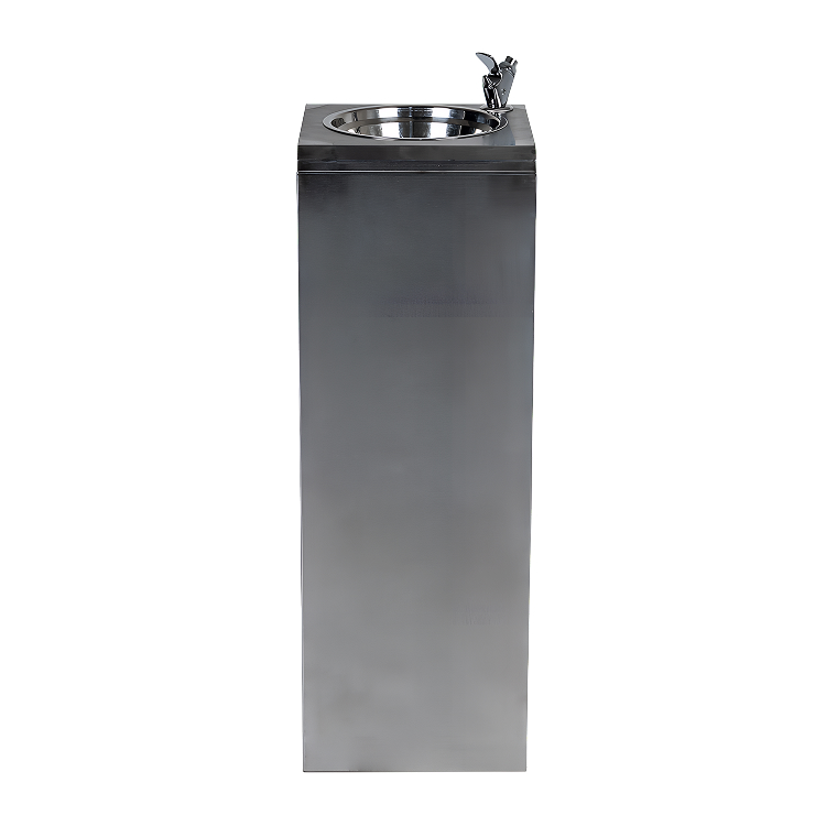 Питьевой фонтан OQUSHY из нержавеющей стали 0,8 мм с 3-ступенчатой фильтрацией SHINWOO, 2 л/мин, 300×300×900 мм — fontany.kz