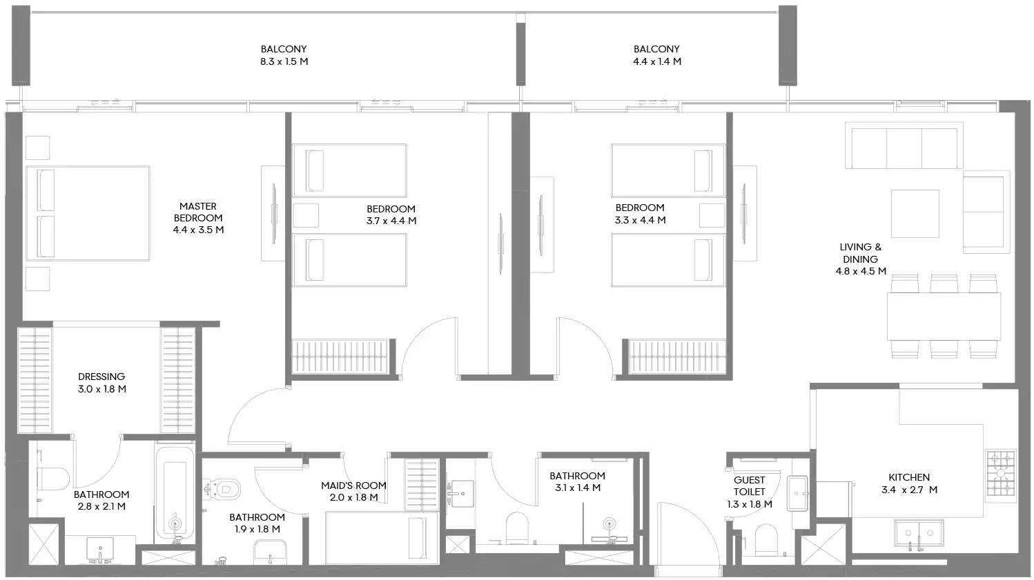 Floor Plans for Arada The Gate 6 in Sharjah