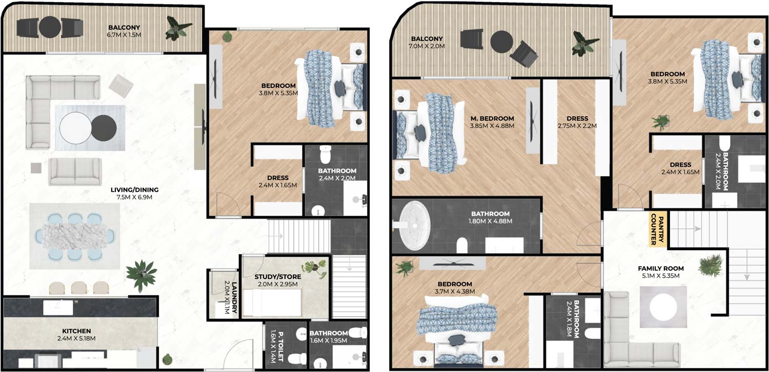 Floor Plans of Hatimi Residences by Treppan Living