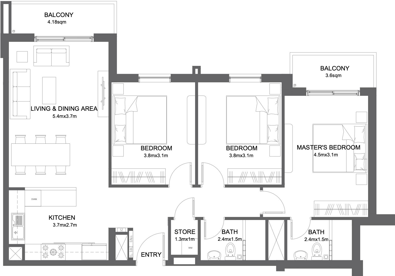 Floor Plans of Aldar Reeman Living 2