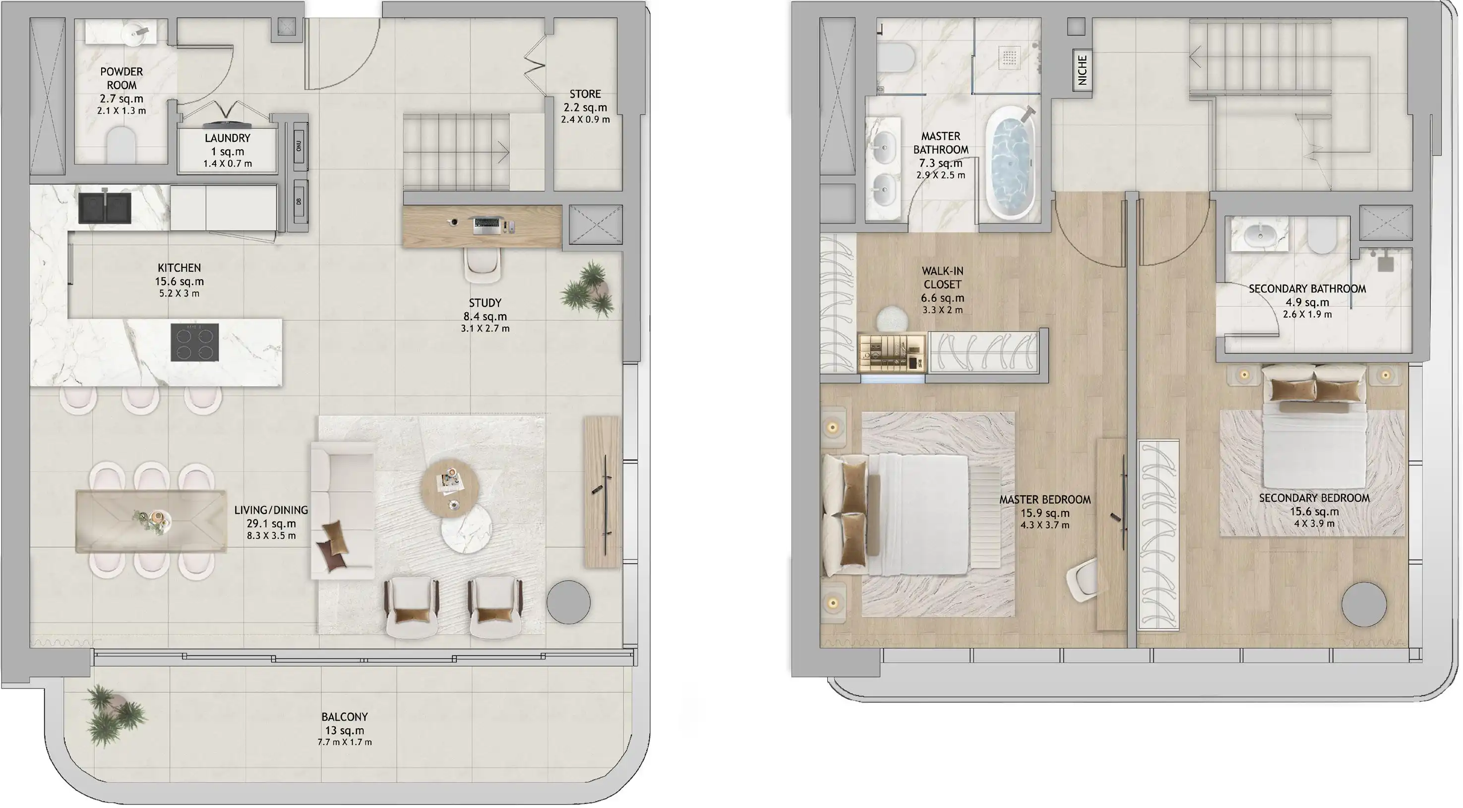 Планировки Aldar Fahid Beach Residences