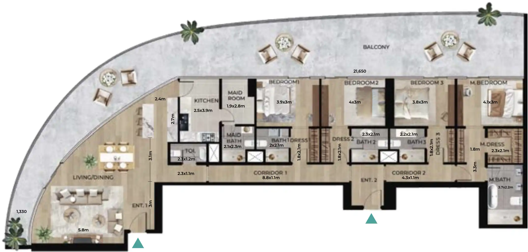 Floor Plans for Waterfront by Missoni Al Reem Island in Abu Dhabi