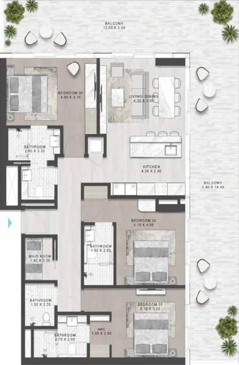 Floor Plans for DAMAC Shoreline in Ras Al Khaimah