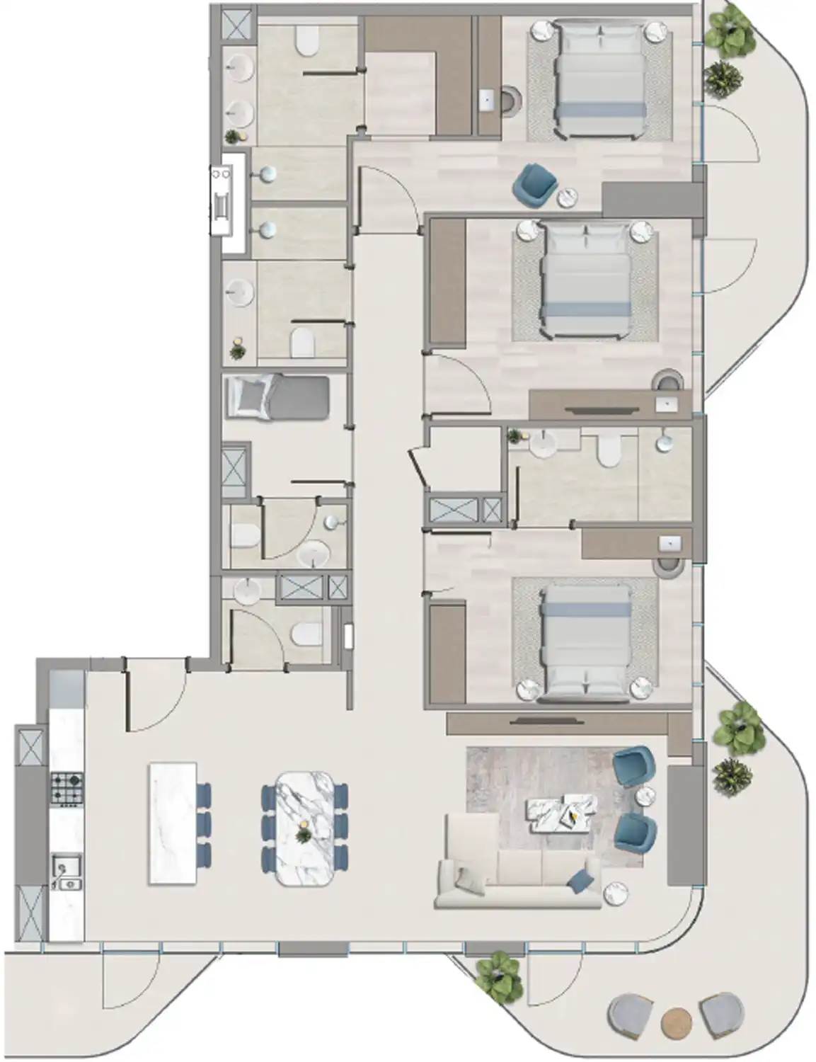 Планировки Flora Shore Beachside Residences