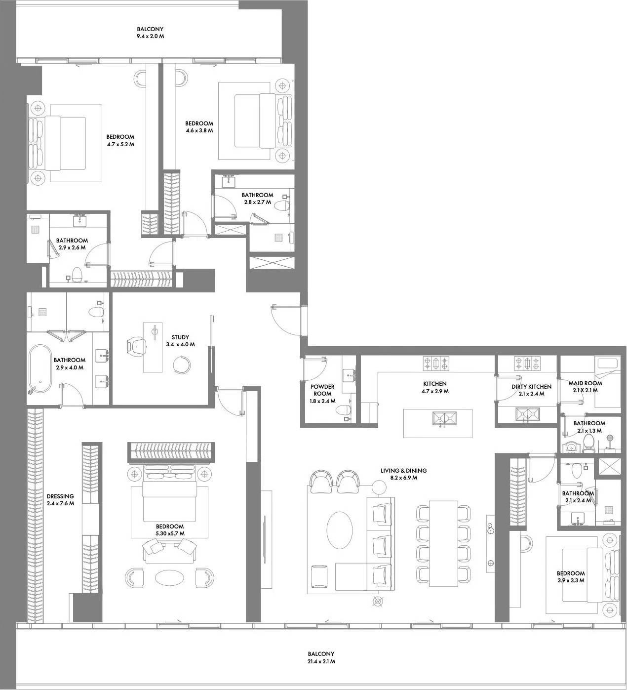 Floor Plans of W Residences Dubai Harbour by Arada