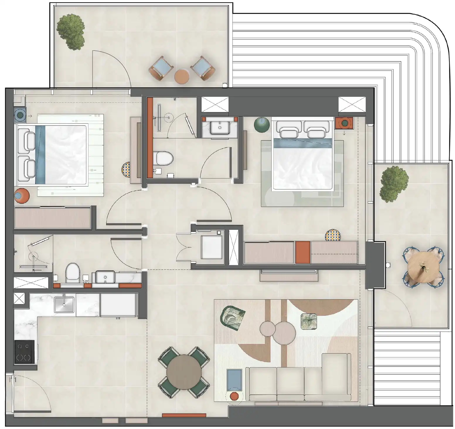 Планировка Rove Home Meydan Horizon