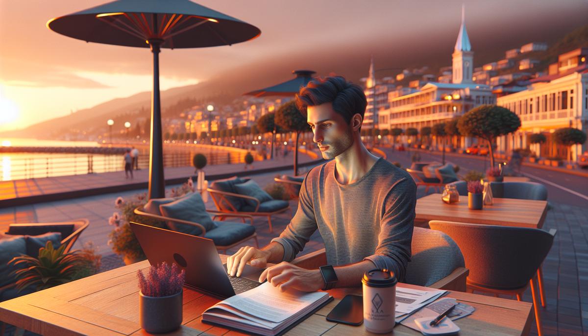 Работа и фриланс: как устроиться и где искать вакансии в Батуми фрилансер с ноутбуком на набережной Батуми