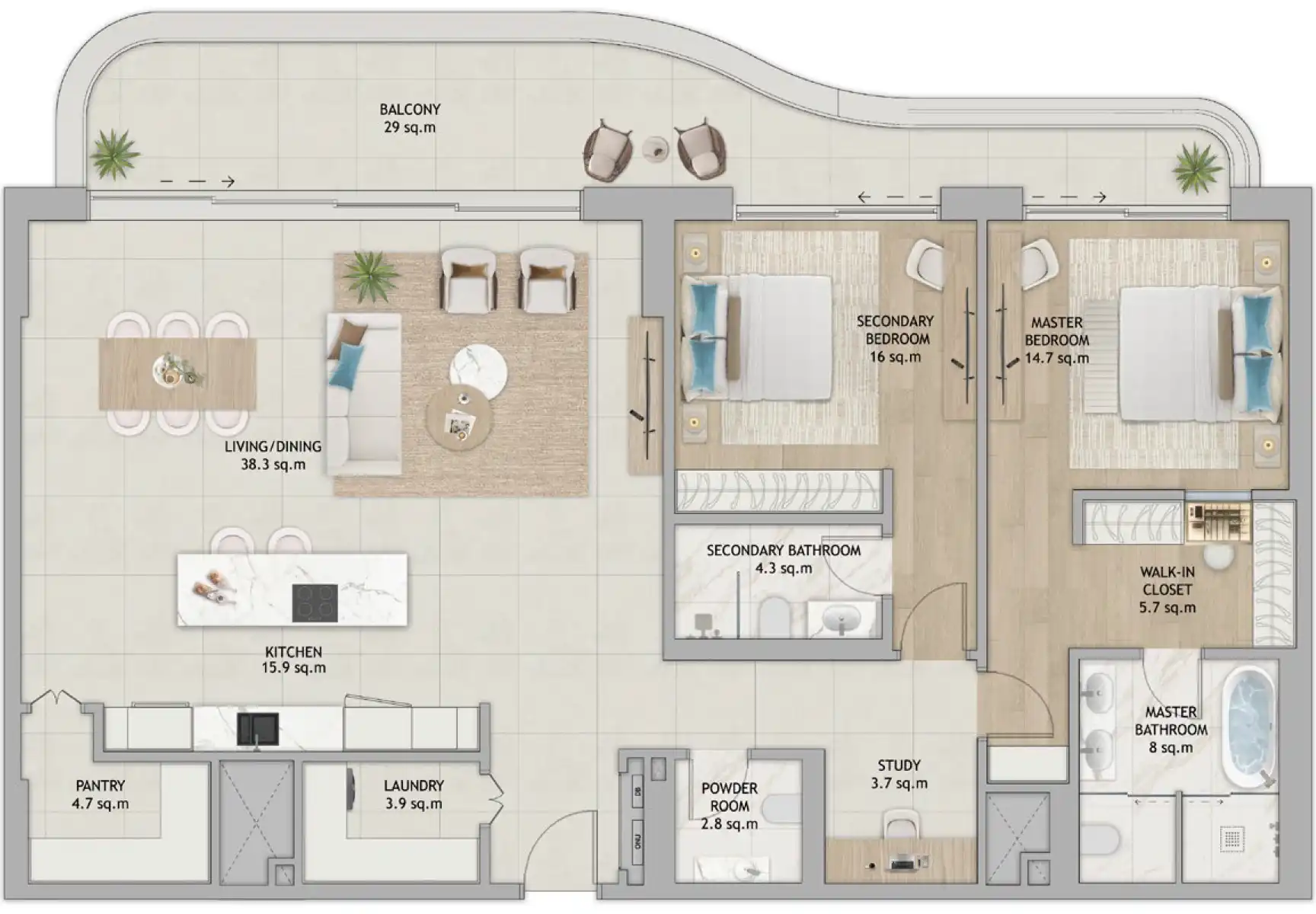 Floor Plans of Aldar Fahid Beach Terraces