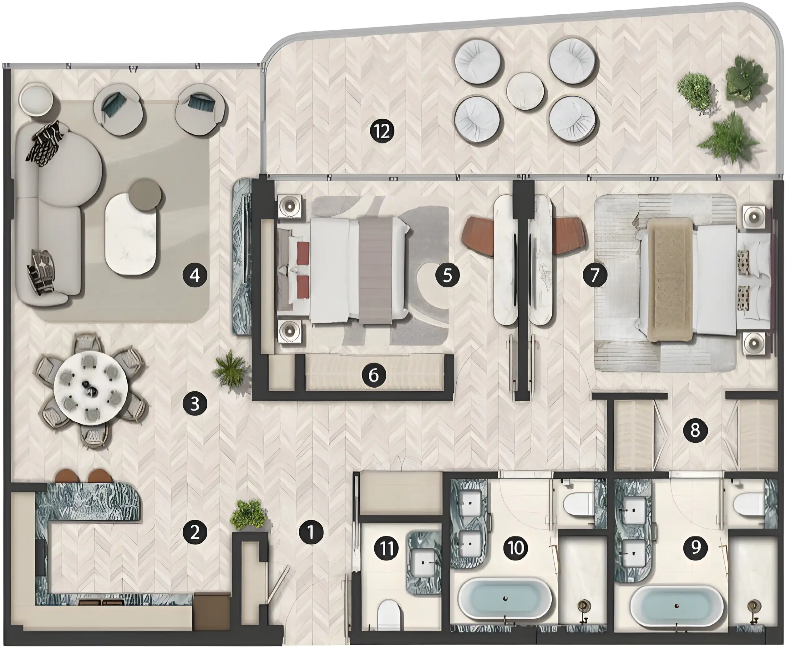 Планировка Hilton Residences Abu Dhabi Al Raha