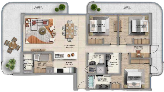 Floor Plans of Aldar Manarat Living 2