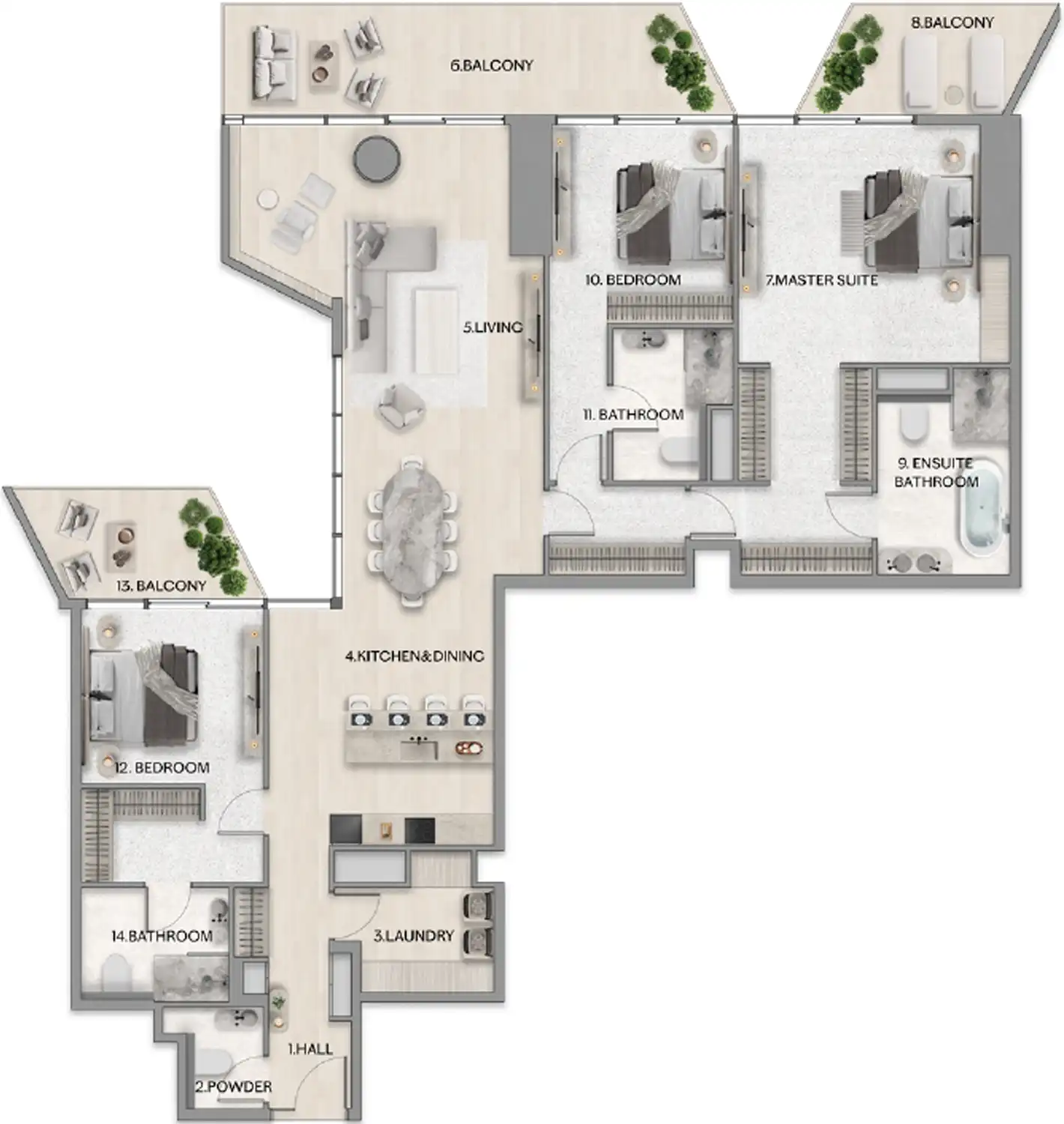 Floor Plans for Riviera Residences by MERED in Abu Dhabi