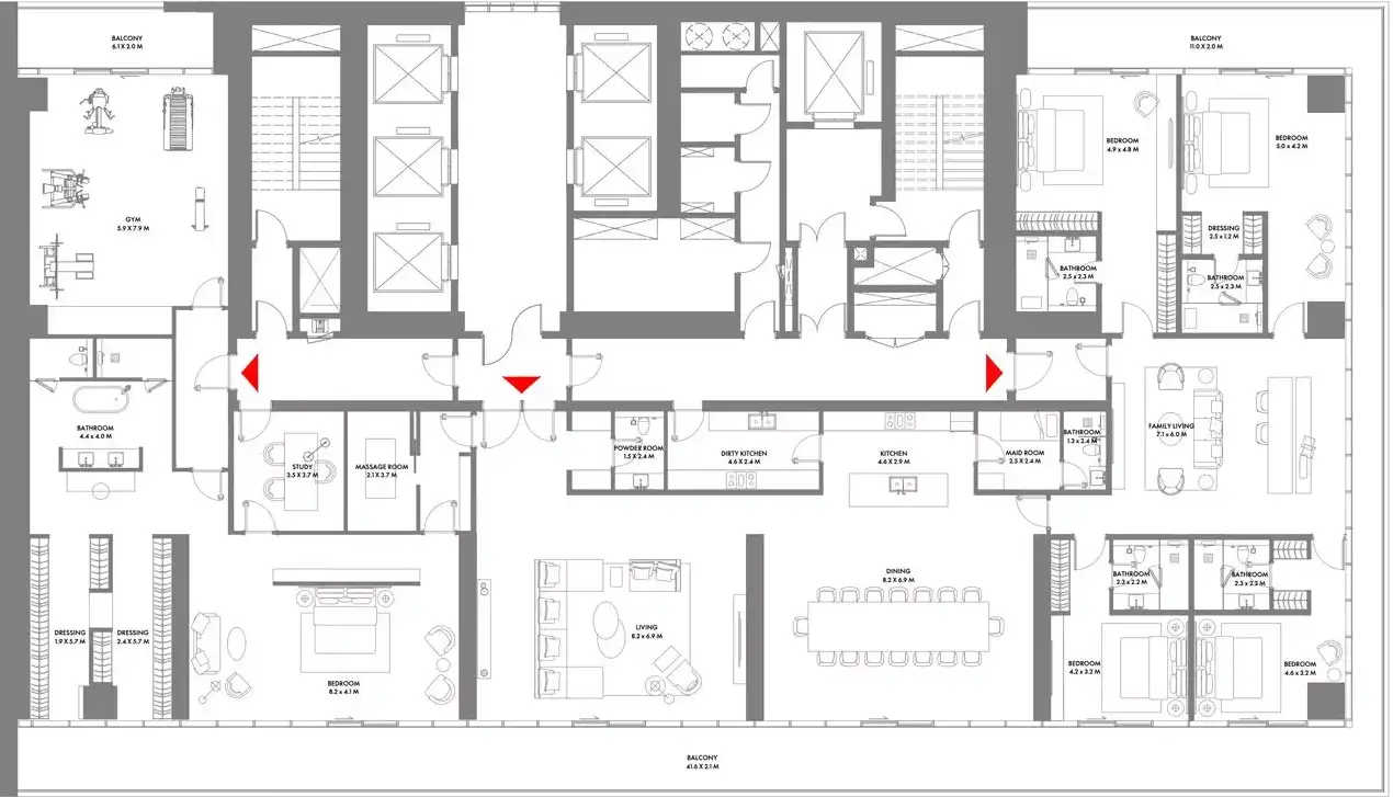 Планировка W Residences Dubai Harbour