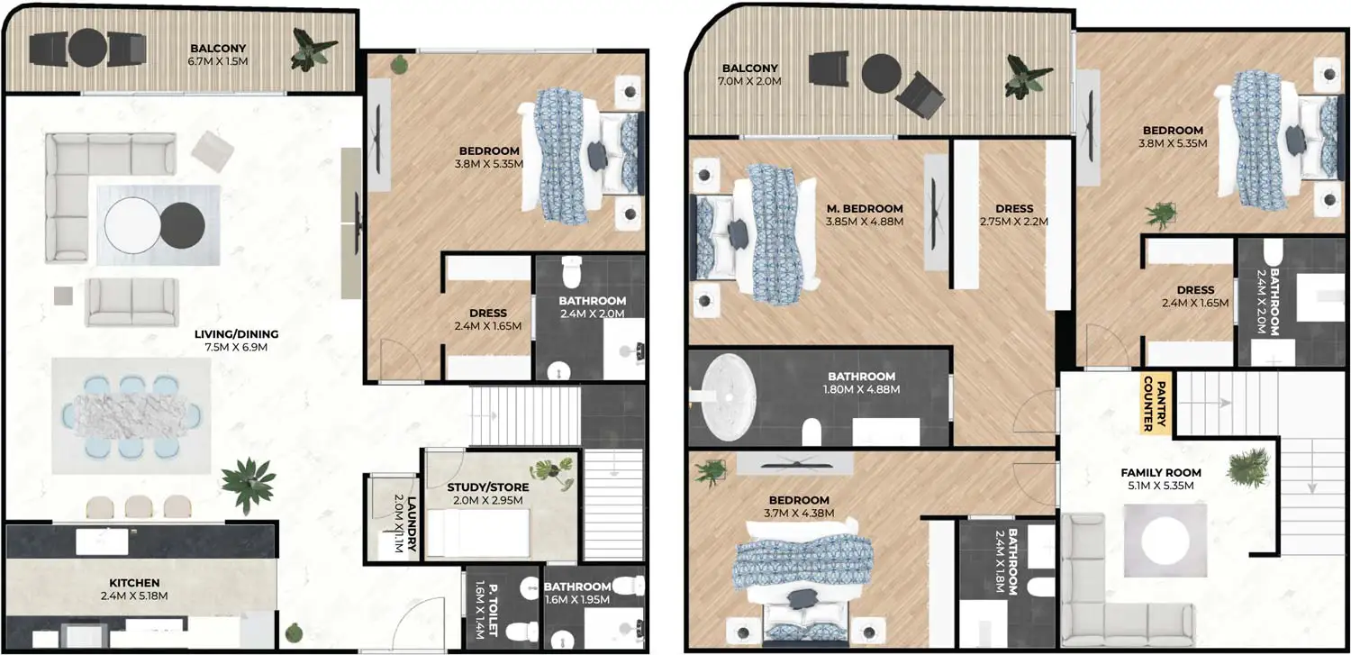 Floor Plans for Hatimi Residences by Treppan Living in Dubai