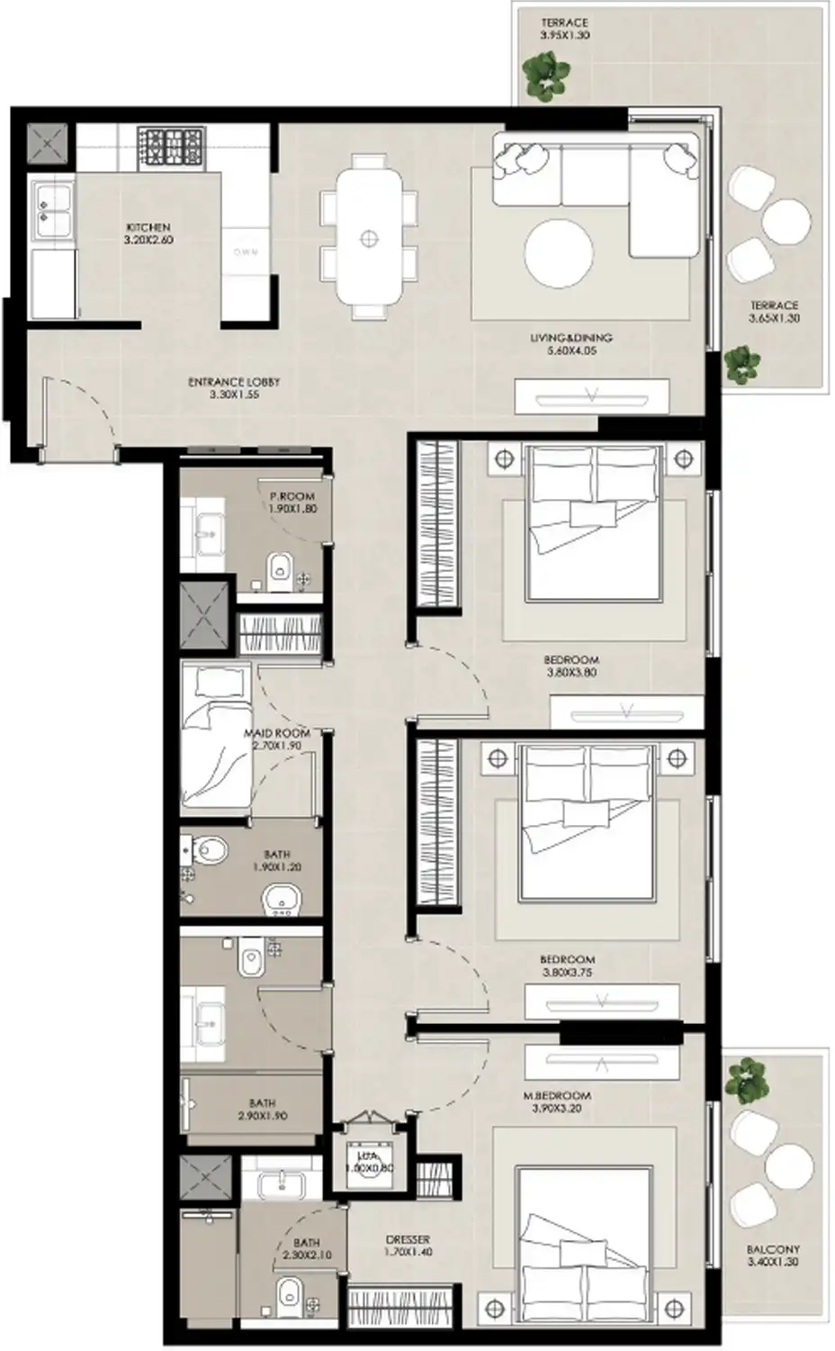 Планировки Nshama RoseWell at Town Square Dubai