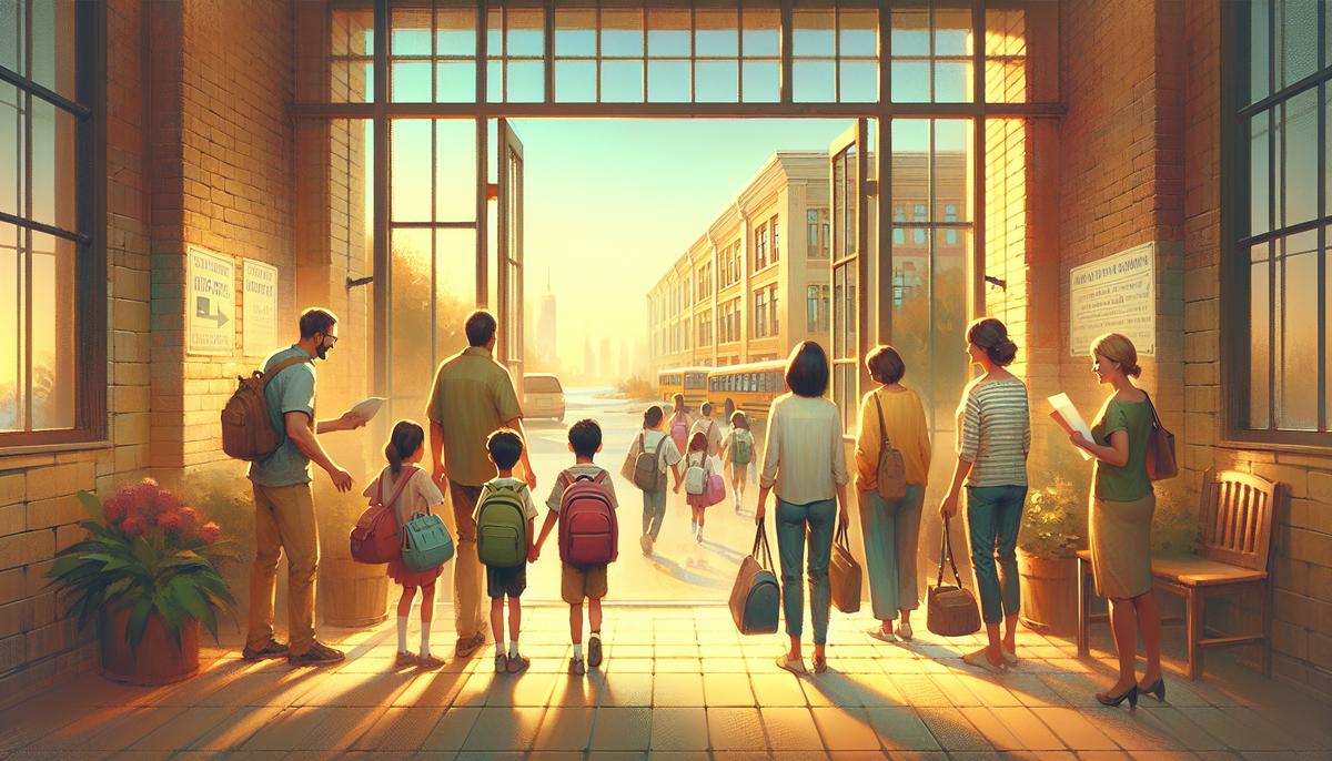 Как работает система образования в Грузии Дети и родители у школьного входа в Грузии