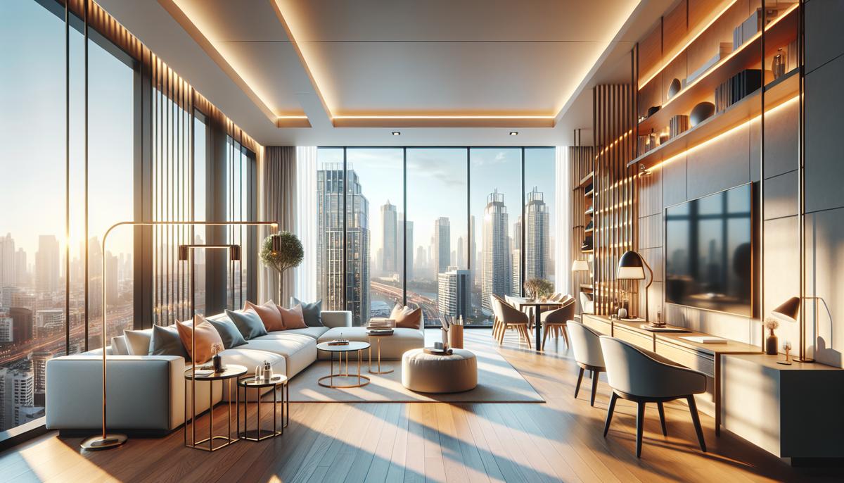 Инвестиции в гостиничные апартаменты в центре Интерьер гостиничных апартаментов в центре города с видом из окна