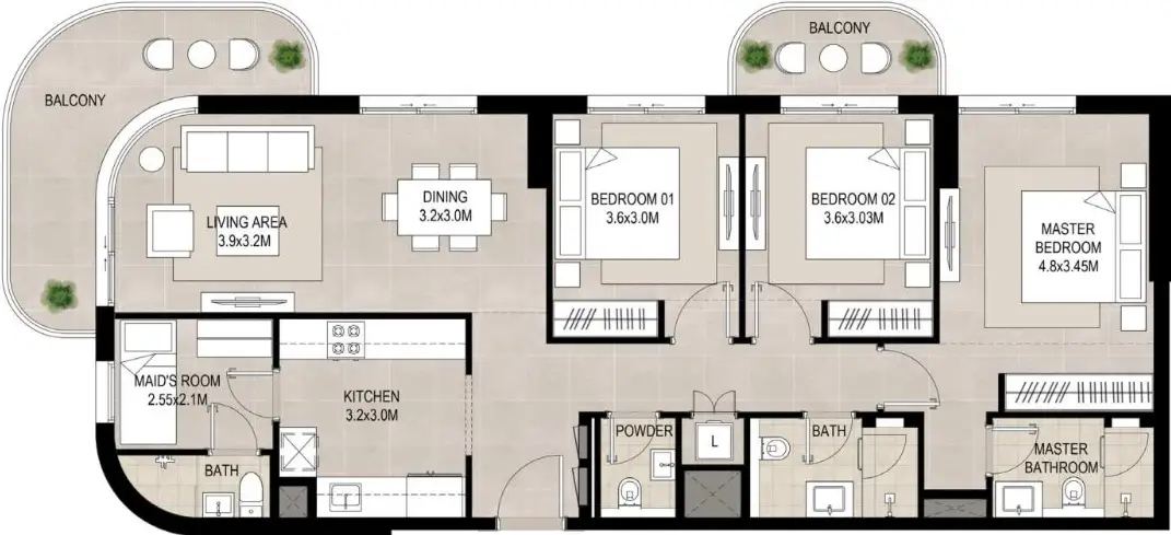 Floor Plans of NSHAMA Lexington at Town Square Dubai