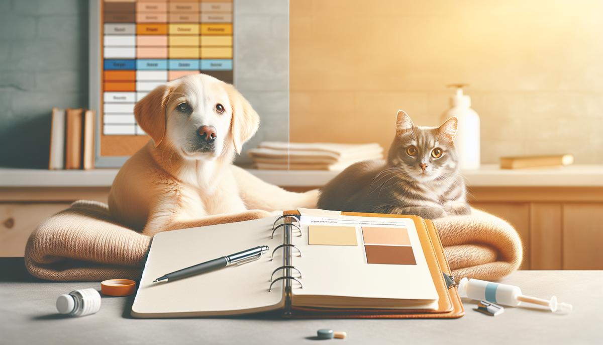 Как мы делаем проект прозрачным для общества Спокойная собака и кошка рядом с блокнотом и папкой с документами