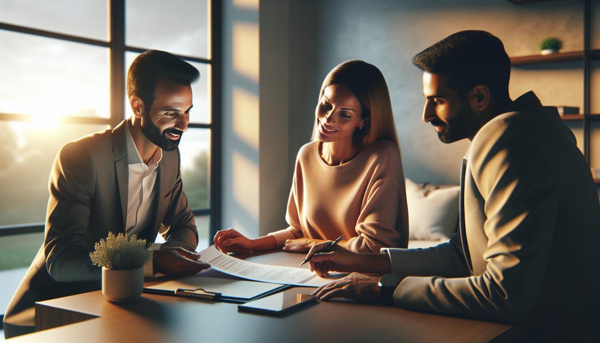 Рефинансирование ипотеки в Грузии: когда это имеет смысл молодая пара обсуждает рефинансирование ипотеки с консультантом