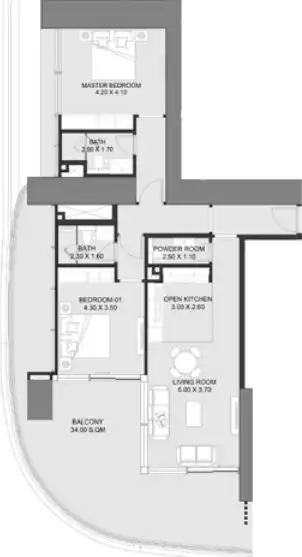 Floor Plans of Mada'in Tower Dubai Marina