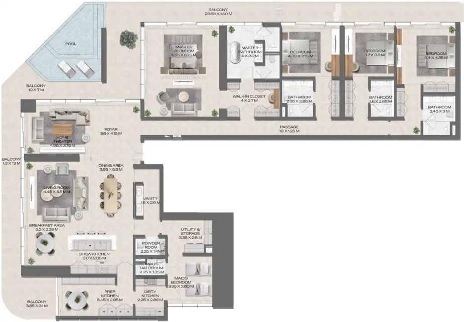 Floor Plans of Deyaar DWTN Residences