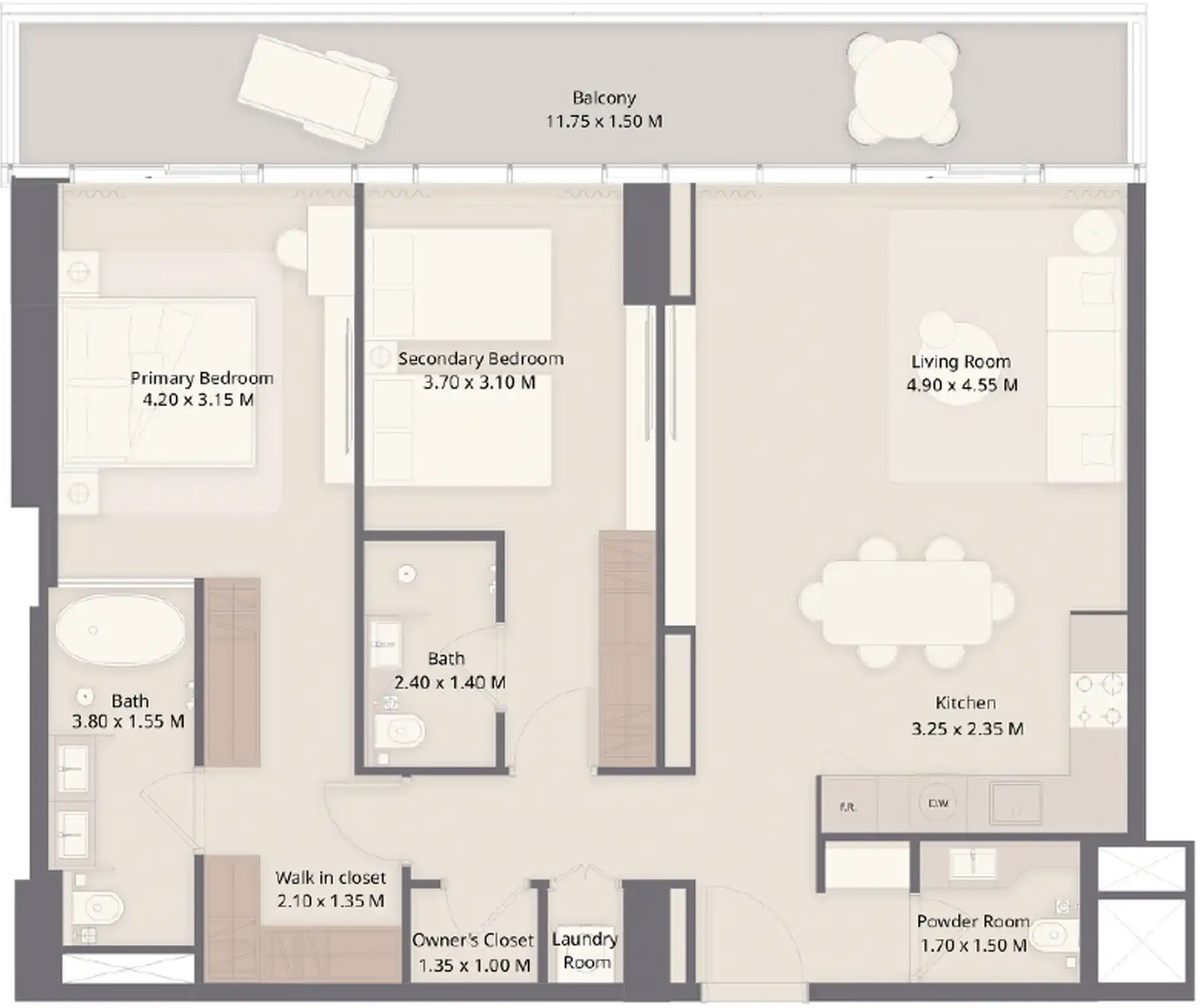 Floor Plans of The Residences at Sheraton Al Marjan Island Resort