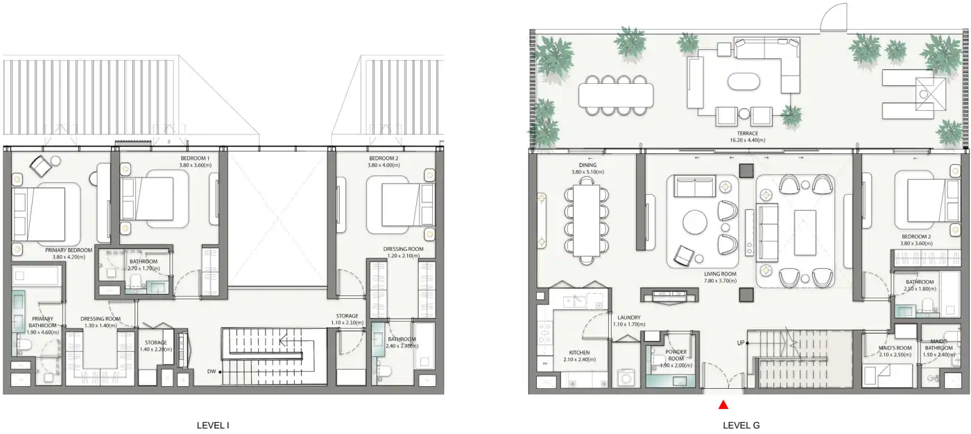 Floor Plans of Nakheel Palm Central Private Residences