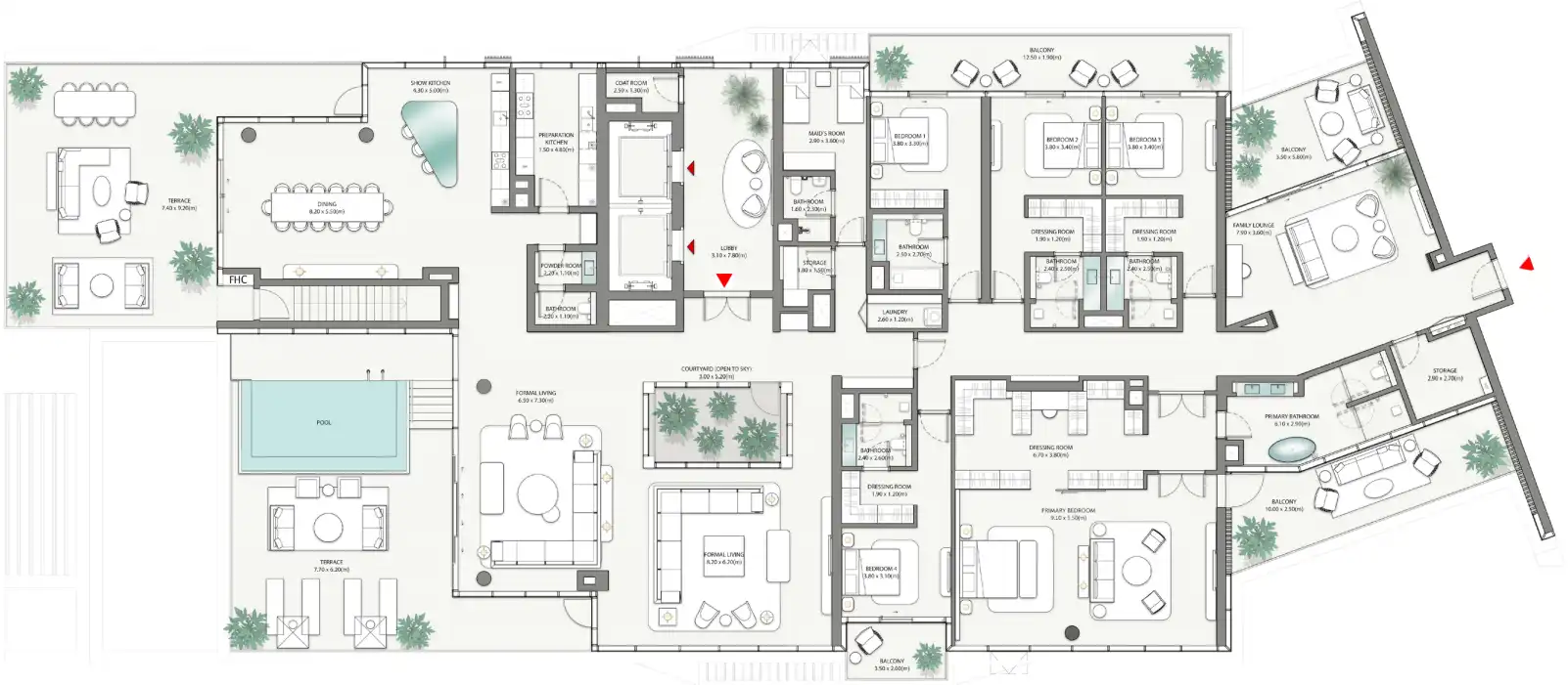 Floor Plans of Nakheel Palm Central Private Residences