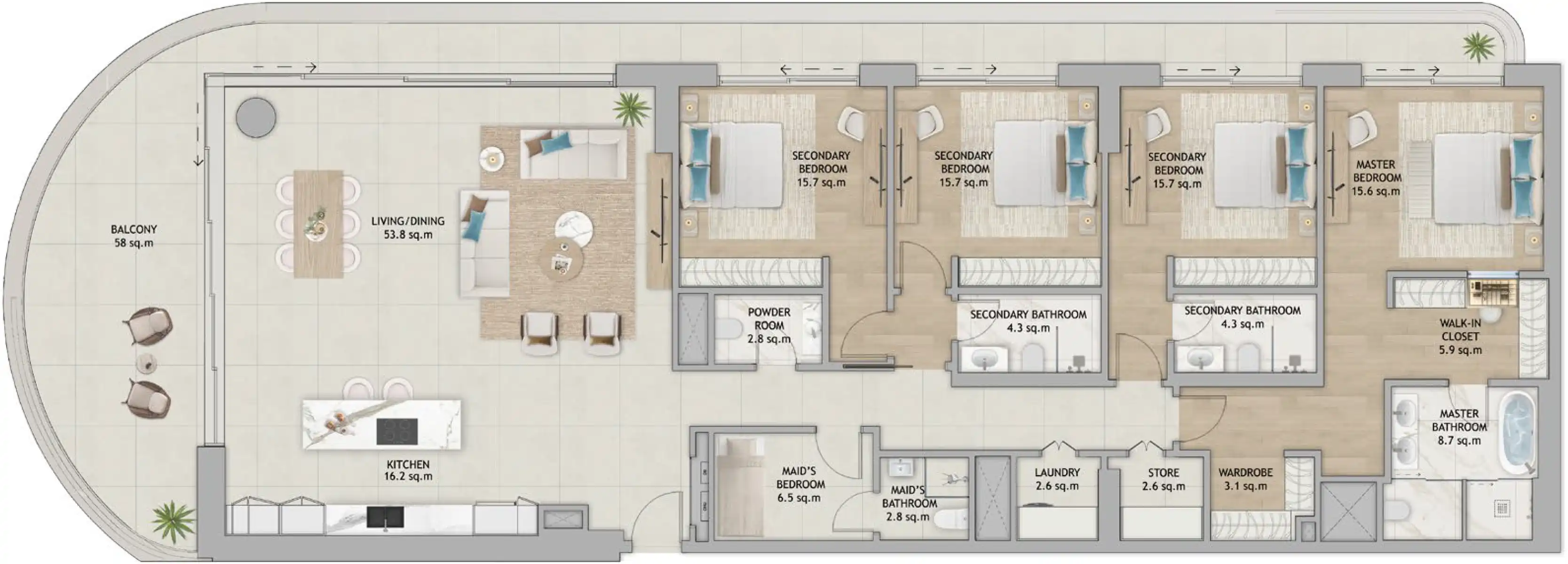Floor Plans of Aldar Fahid Beach Terraces