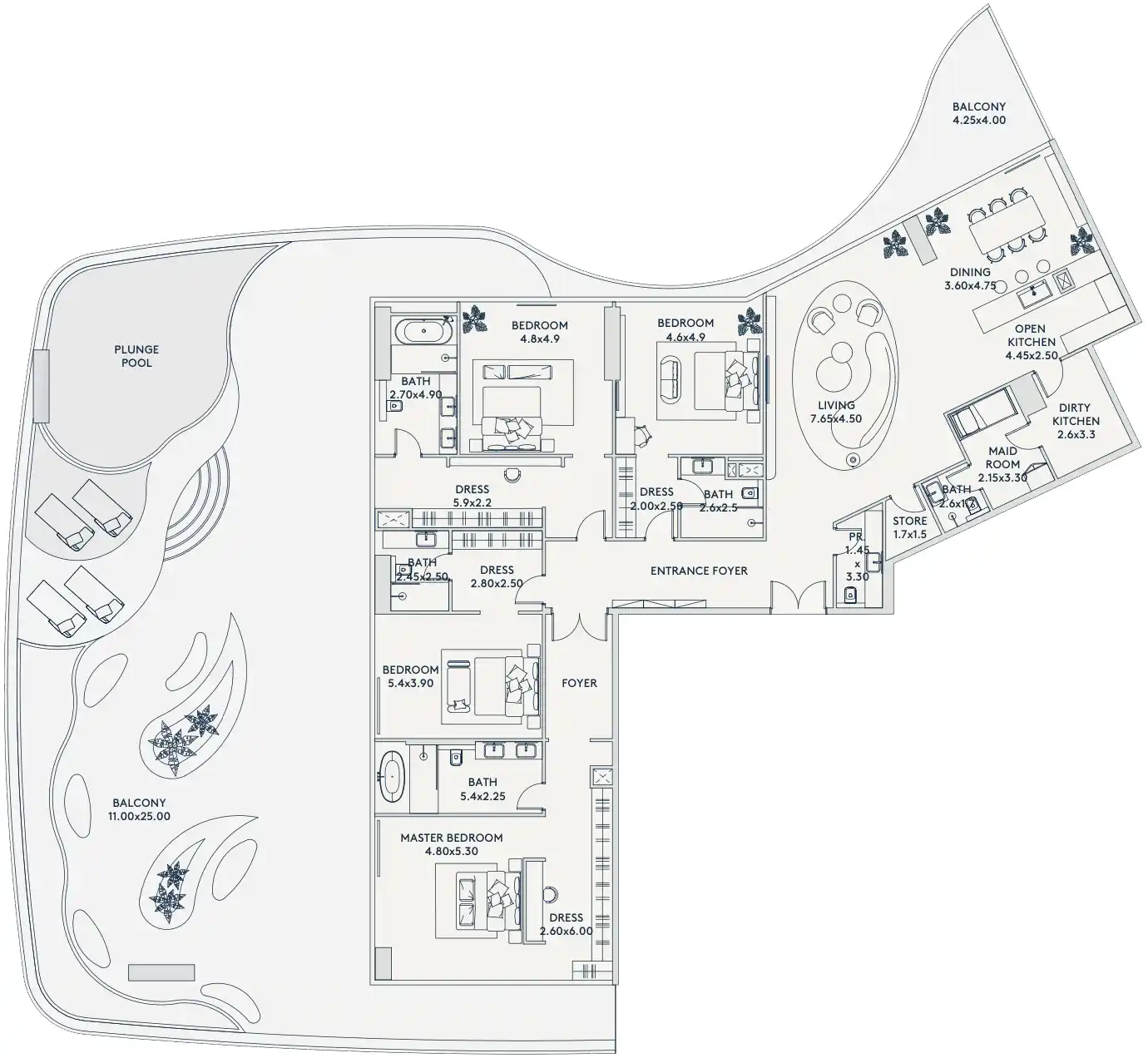 Floor Plans of Deyaar Rivage