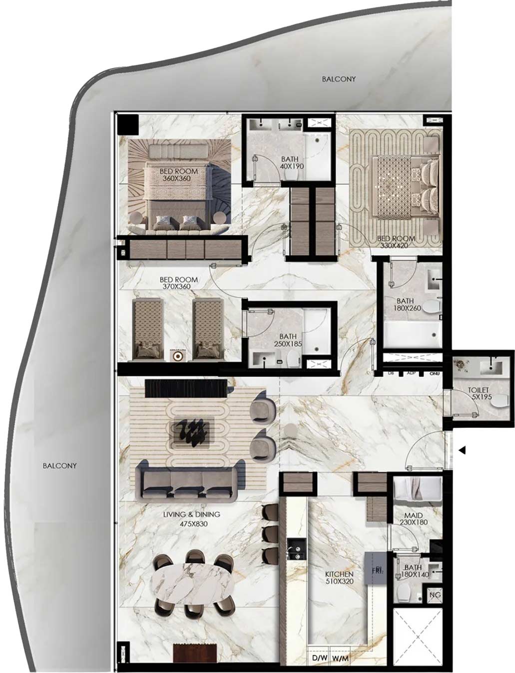 Floor Plans of Elie Saab Waterfront by Ohana